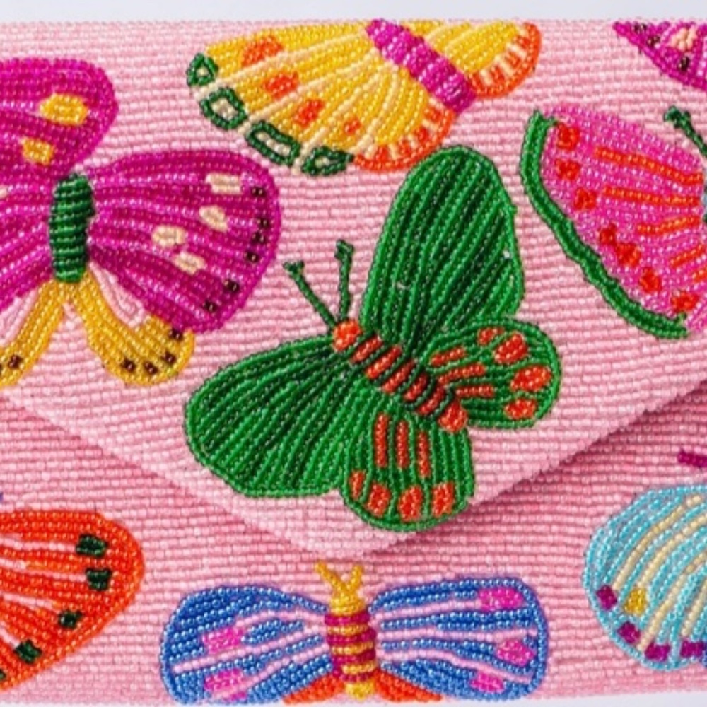 Busy Butterfly Pink Clutch Bag Cute Butterfly Purse for Women - Picture 2 of 3